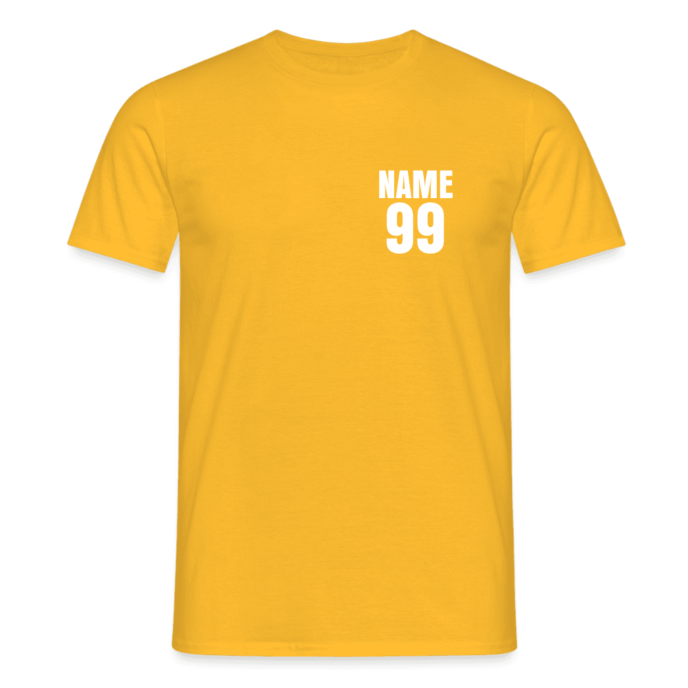 „Custom Name & Nummer“ - Herren T-Shirt - Gelb