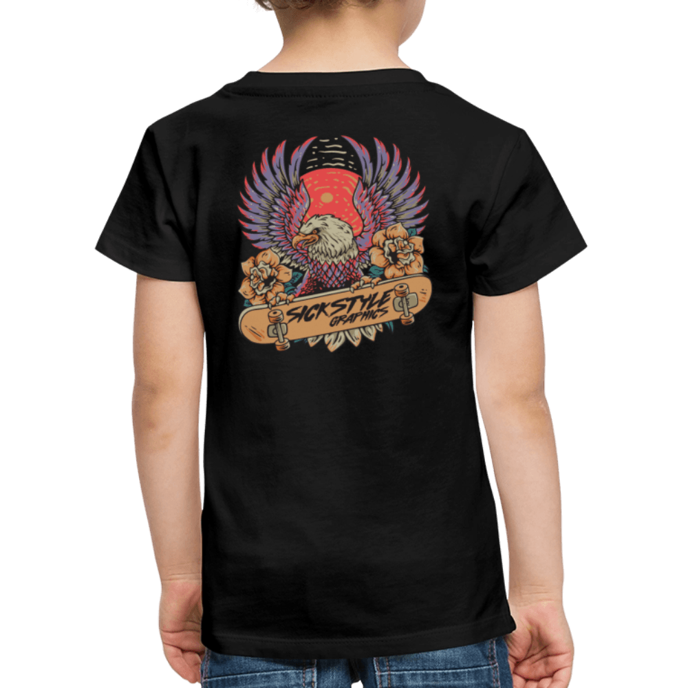 „Skate Eagle“ - Kids T-Shirt - Schwarz