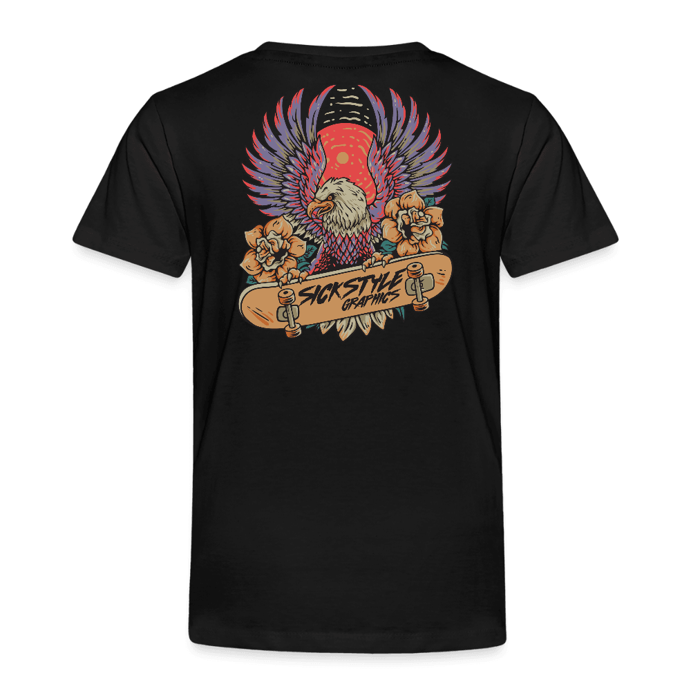 „Skate Eagle“ - Kids T-Shirt - Schwarz