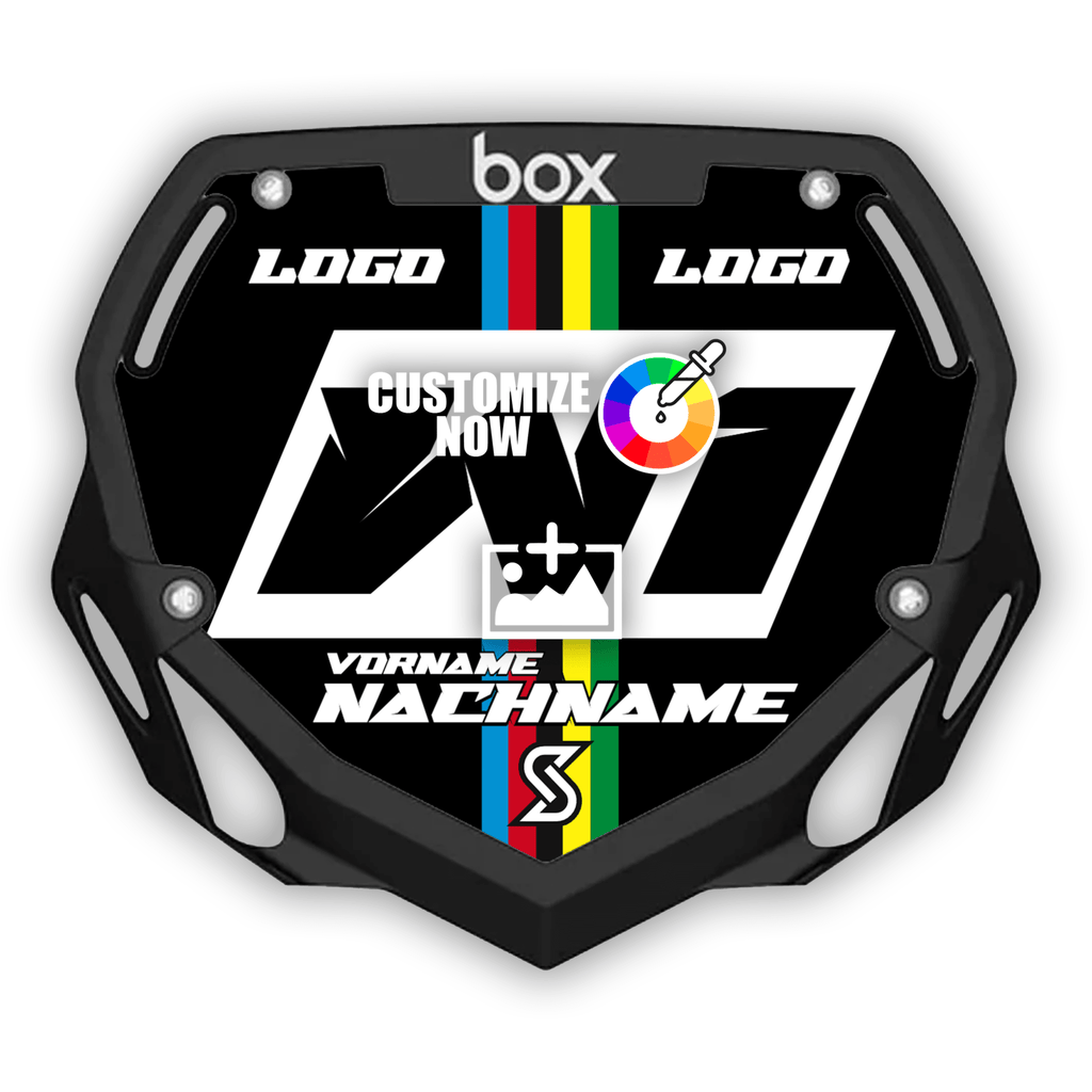 Box Adult Numberplate sticker im World Championship W1 Flag Design