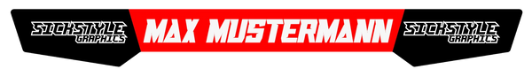 Benutzerdefinierter Helm-Visier-Sticker im Banner-Stil: Rot mit weißem Text
