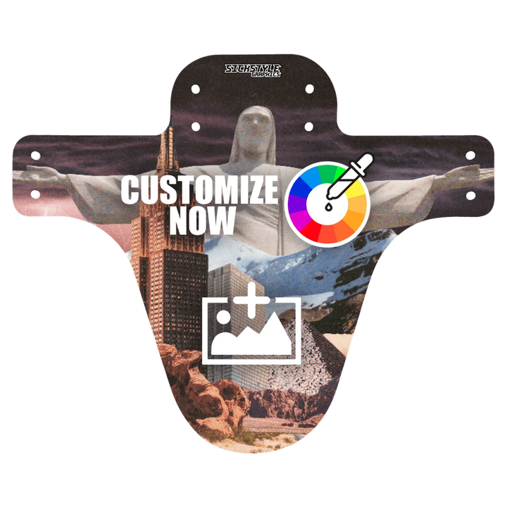 MTB-Mudguard „Time Collage“ im Time-Collage-Design mit Farbwahl und Bild-Upload.