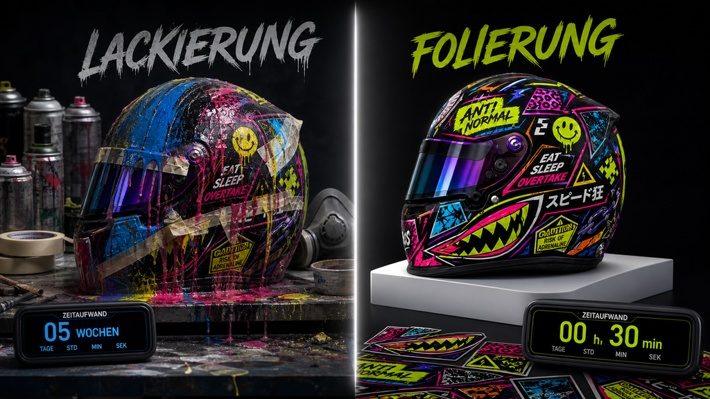Helm Folierung vs. Helm Lackierung: Welche Helm-Veredelung lohnt sich 2026 wirklich?