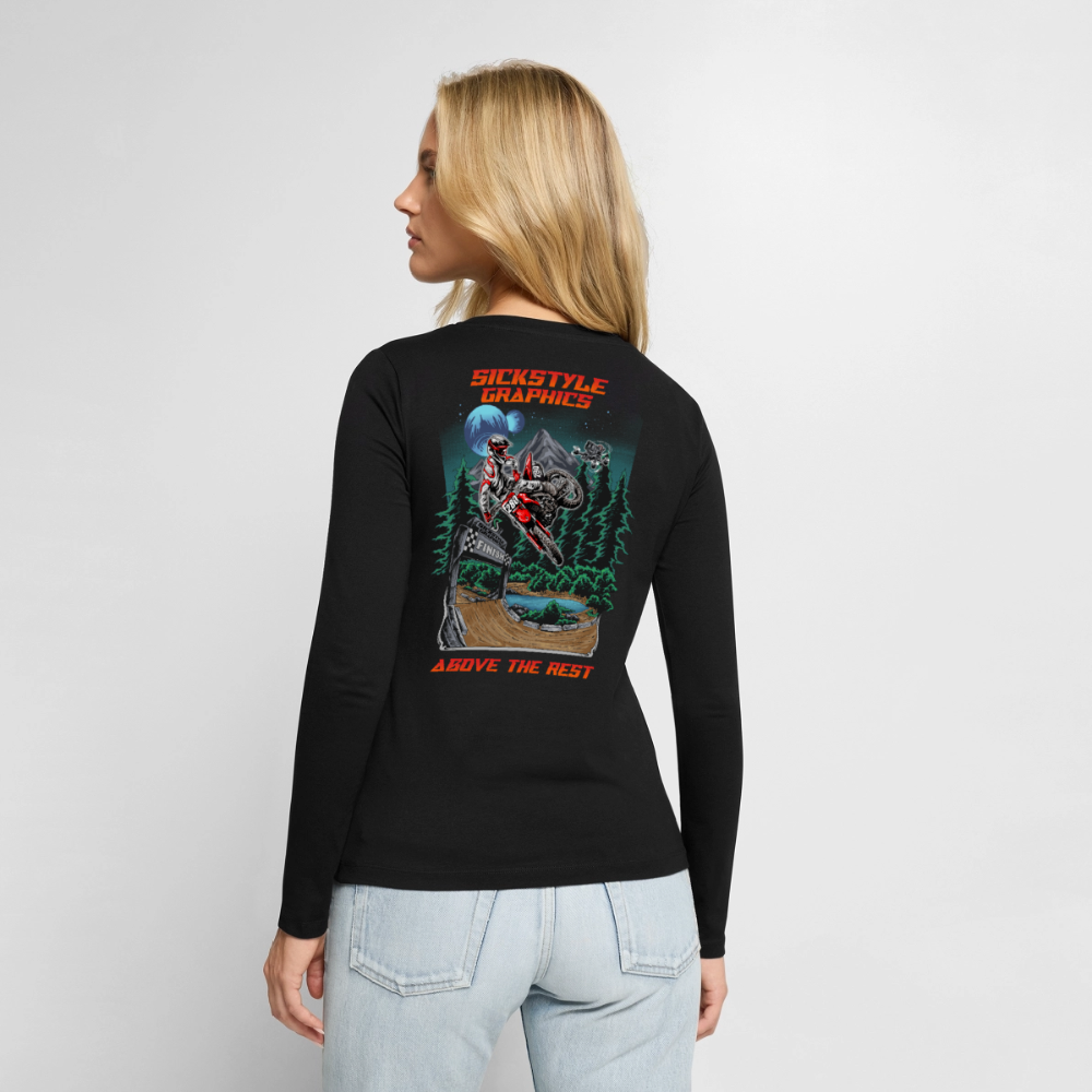 „Above the Rest“ - Frauen Langarm Shirt - Schwarz