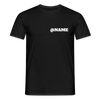 Black men's cotton T-shirt with white “@NAME” Instagram lettering on the chest.