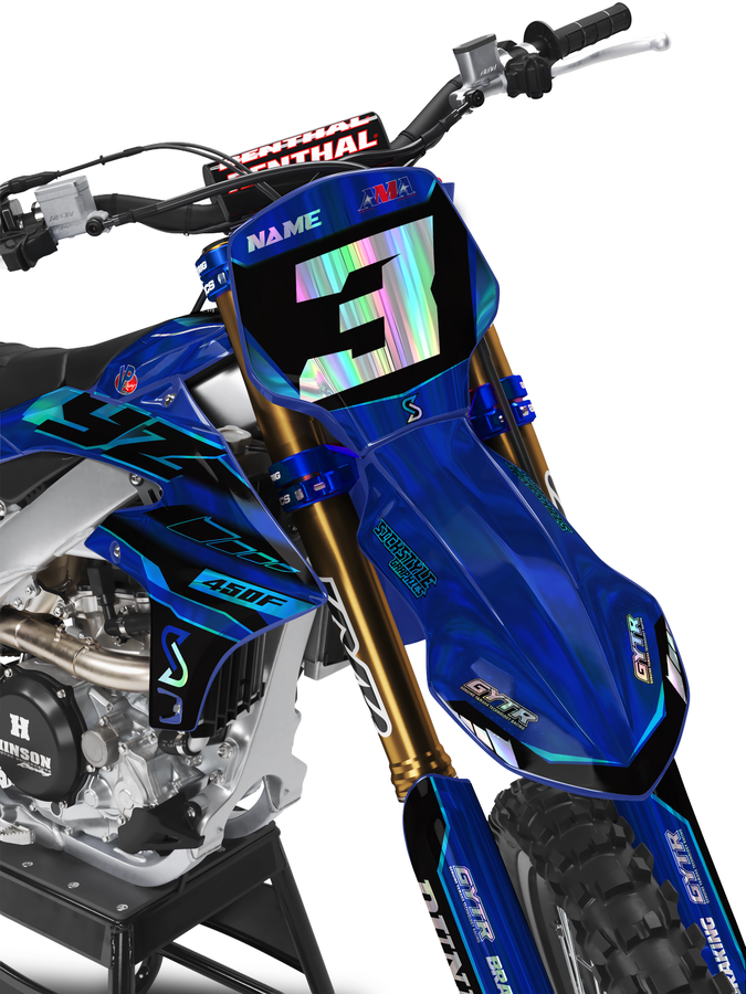 Yamaha YZ con kit de adhesivos de motocross Werx Look de Sickstyle Graphics – Vista 3
