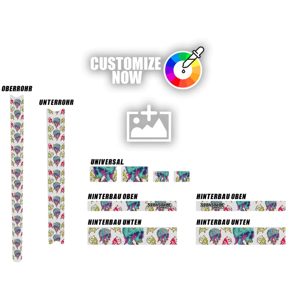 Rennrad Rahmenschutzfolie Sticker Skulls Design gestalten