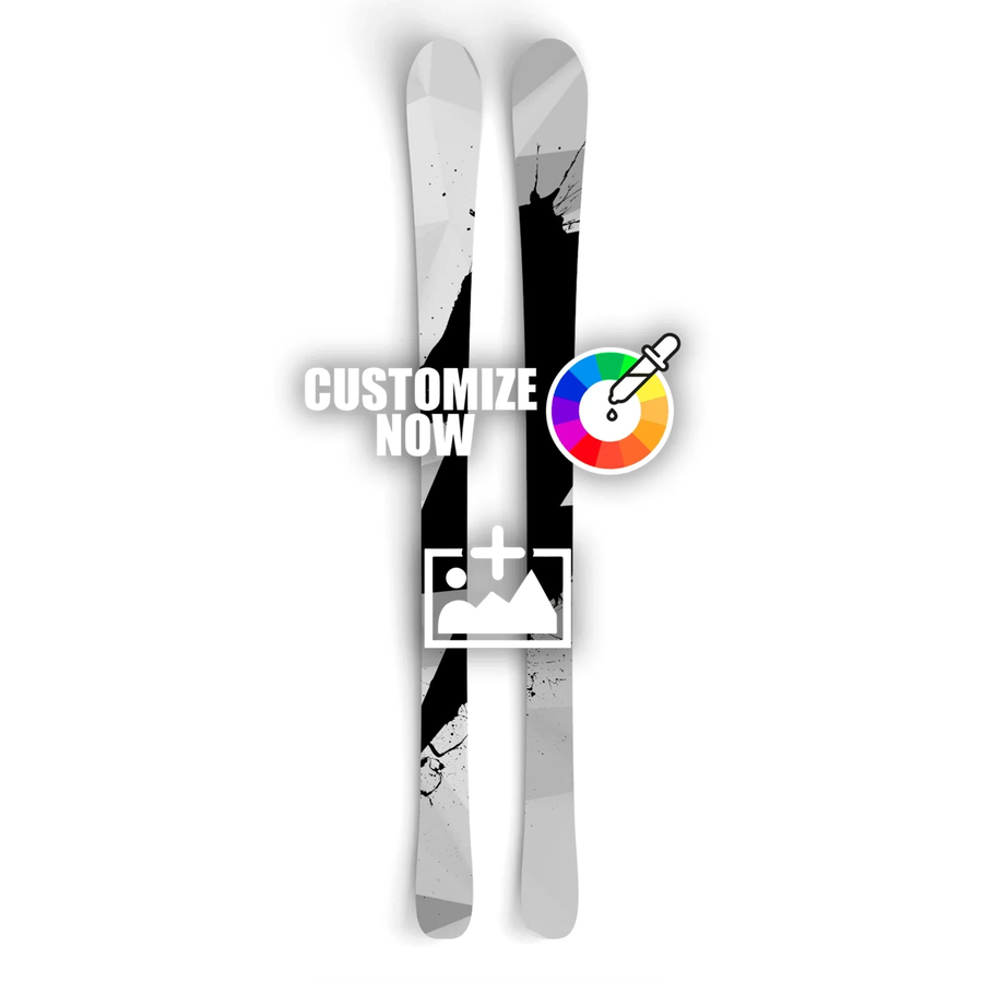 Anpassbare Ski-Sticker mit modernem Polygon-Camo-Design in Schwarz-Weiß, bereit zur individuellen Gestaltung.