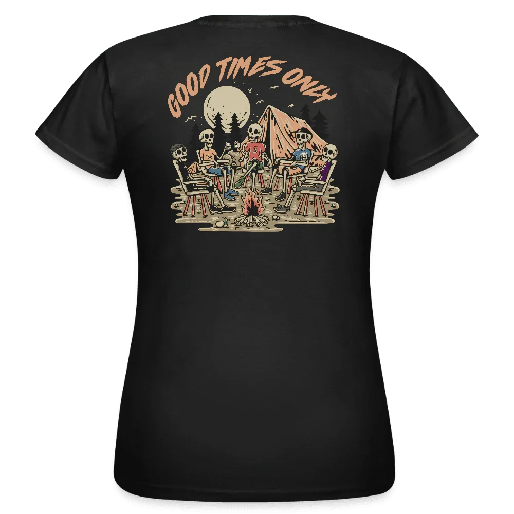 T-shirt donna nero con stampa scheletro 