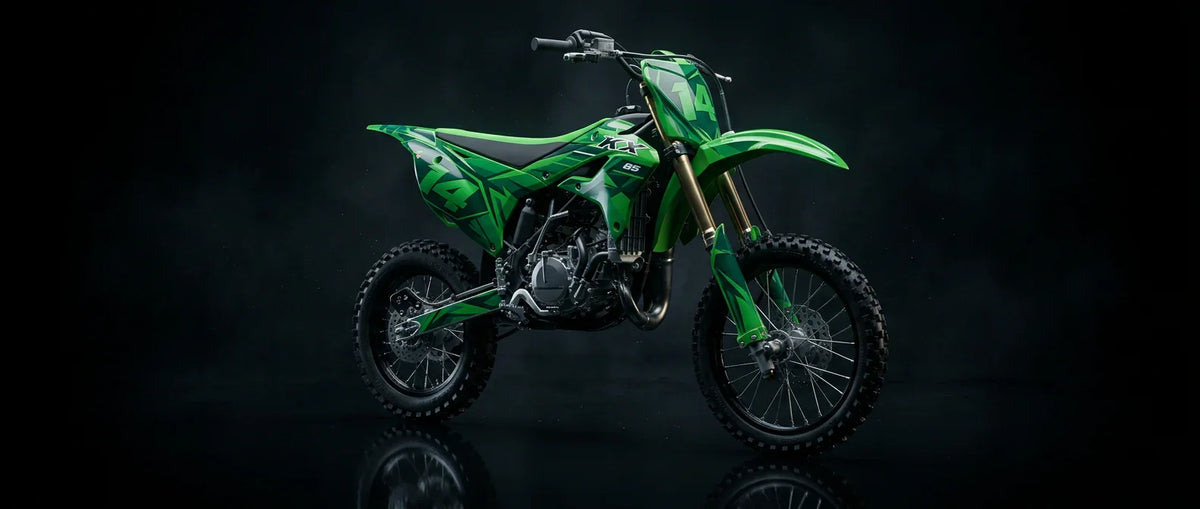Kawasaki with custom graphics in a design visual