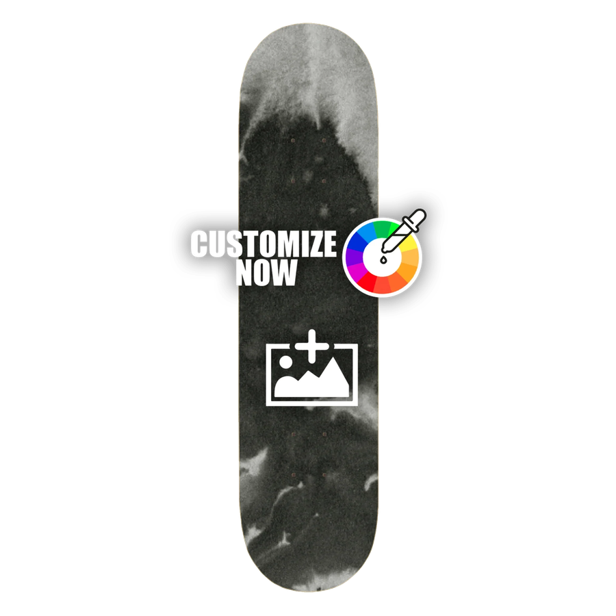 Anpassbarer Skateboard-Sticker mit schwarzem Camouflage-Muster und Personalisierungsoptionen.
