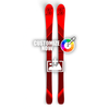 Rote Ski mit anpassbaren Speed Lines Design und Logo-Upload-Option.
