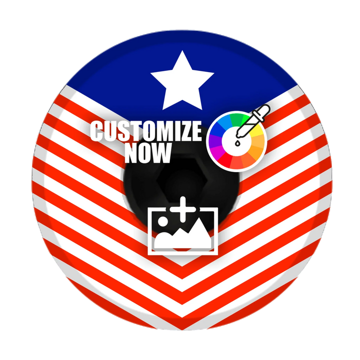 Topcap til cyklens styrfitting i USA-design: rødt, hvidt og blåt mønster med en stjerne.
