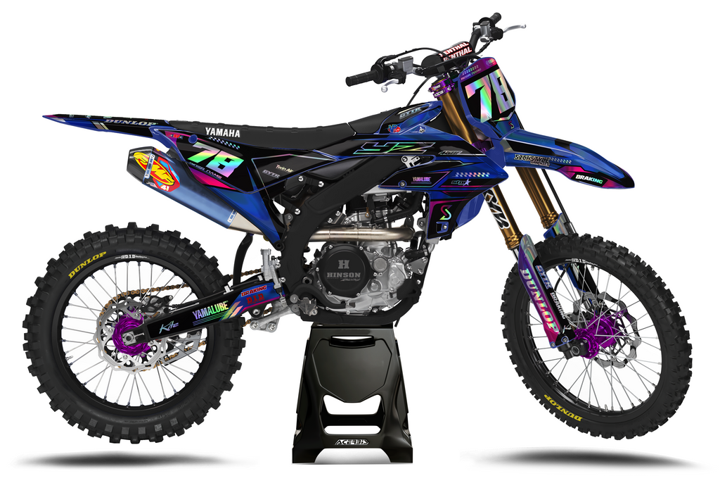 Checkerboard Look Motocross-Dekor Blau/Schwarz/Pink – passend für Yamaha YZ 125–450