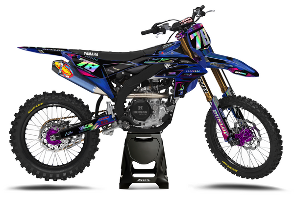 Checkerboard Look Motocross-Dekor Blau/Schwarz/Pink – passend für Yamaha YZ 125–450