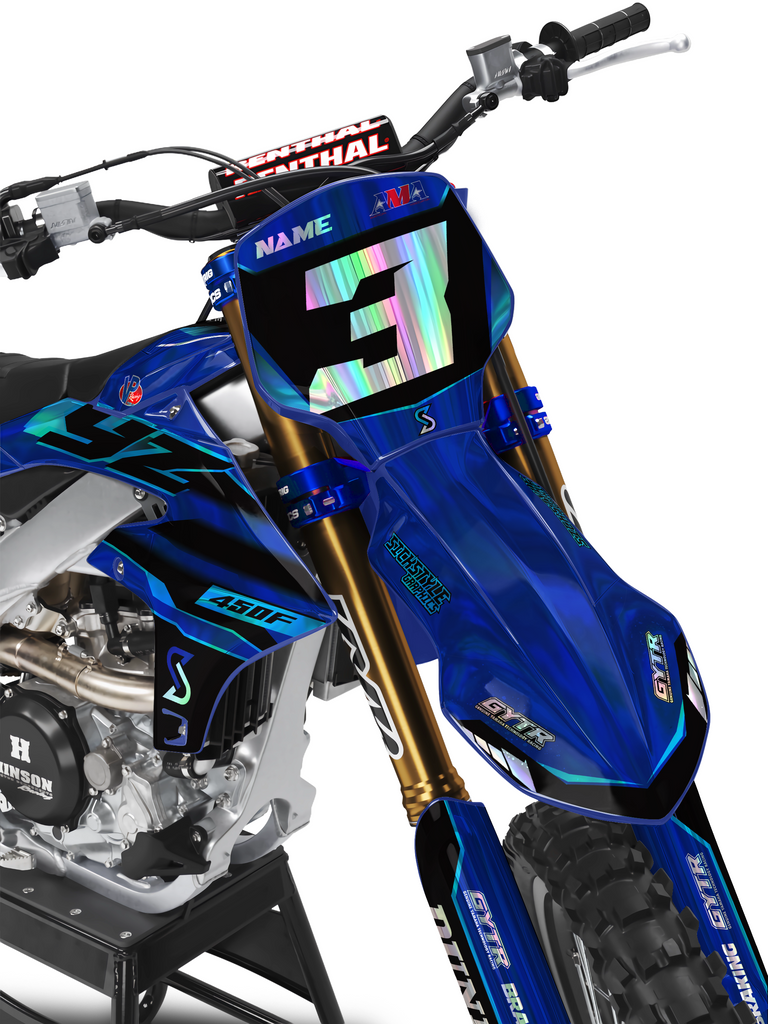 Werx Look Motocross-Dekor Blau/Schwarz – passend für Yamaha YZ 125–450