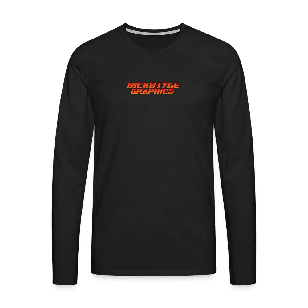 Svart herrlangarmsshirt i bomull med rött “Sickstyle Graphics” tryck.
