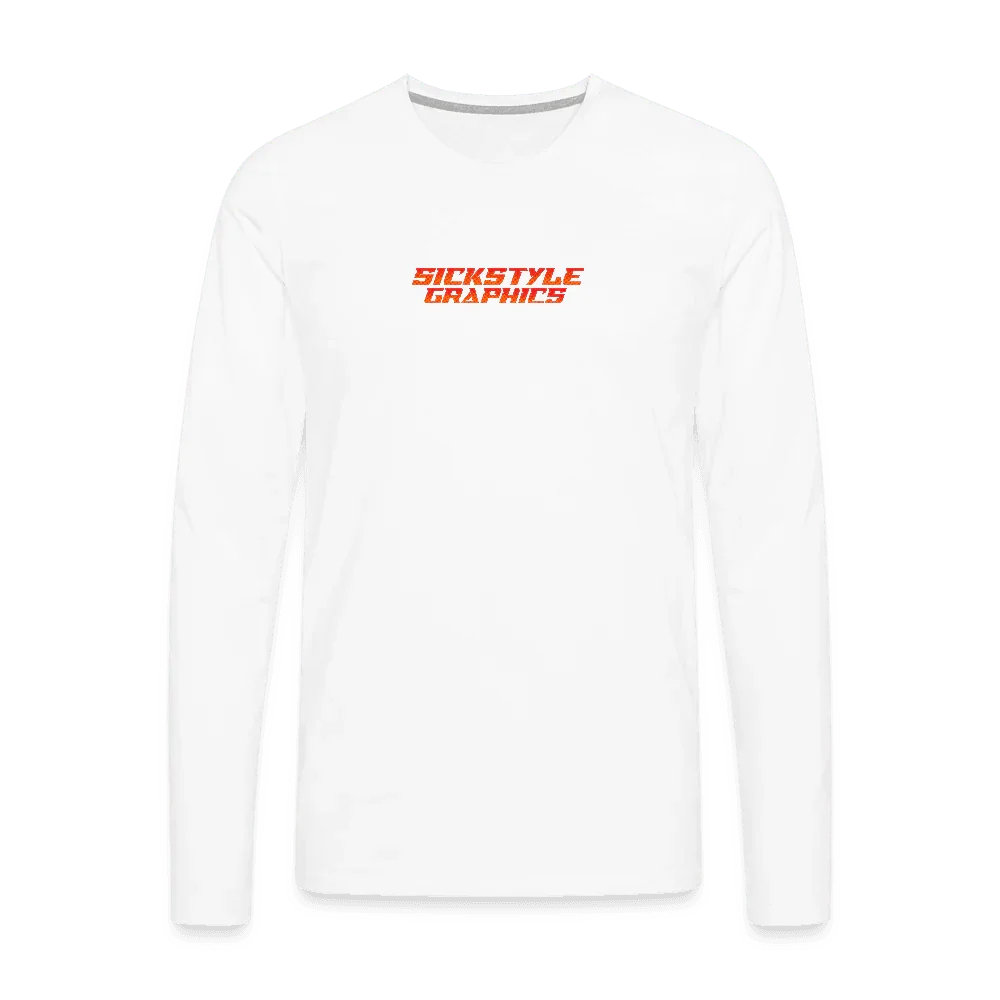 Vit herrlangarmsshirt i bomull med rött “Sickstyle Graphics” tryck.