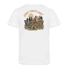 T-shirt bianca per bambini in cotone con design scheletro campeggio “Good Times Only”.
