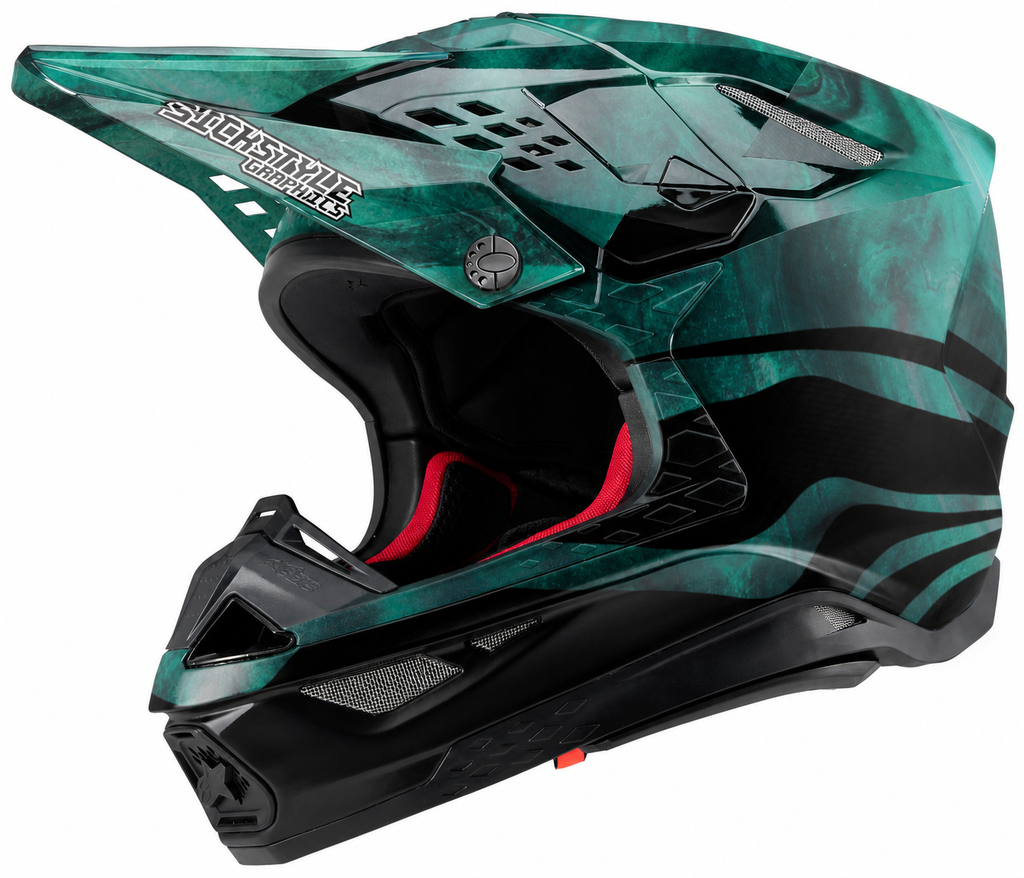 Alpinestars Supertech M10 Motocrosshelm mit Dieks-Helmdekor von Sickstyle Graphics – Custom Helm-Wrap im Marc-Diekmann-Design
