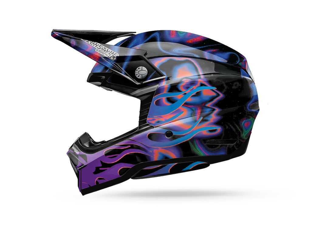 Helmdekor Flameface für Bell Helme – Custom Helm-Wrap von Sickstyle Graphics