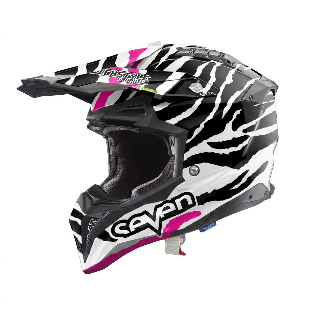 Helmdekor Zebra für Airoh Helme – Custom Helm-Wrap von Sickstyle Graphics