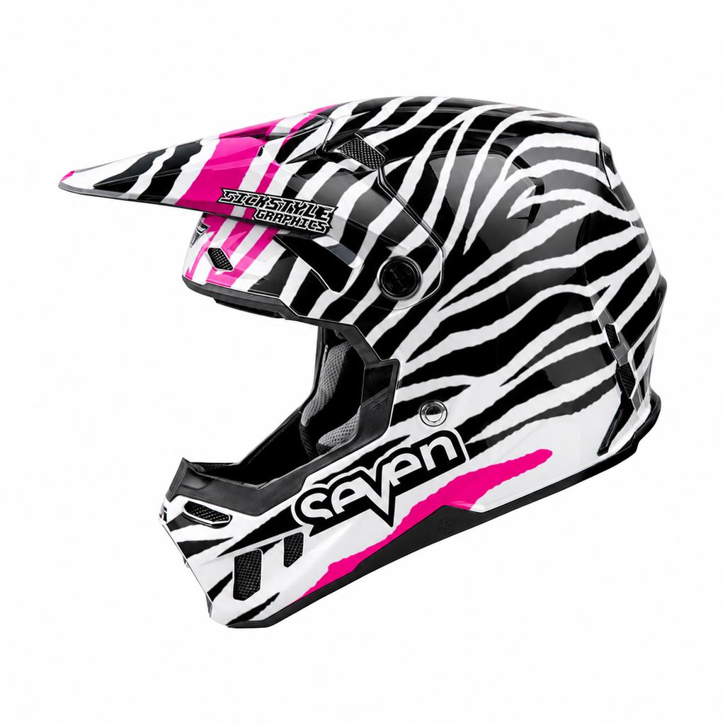 Helmdekor Zebra für Fly Racing Helme – Custom Helm-Wrap von Sickstyle Graphics