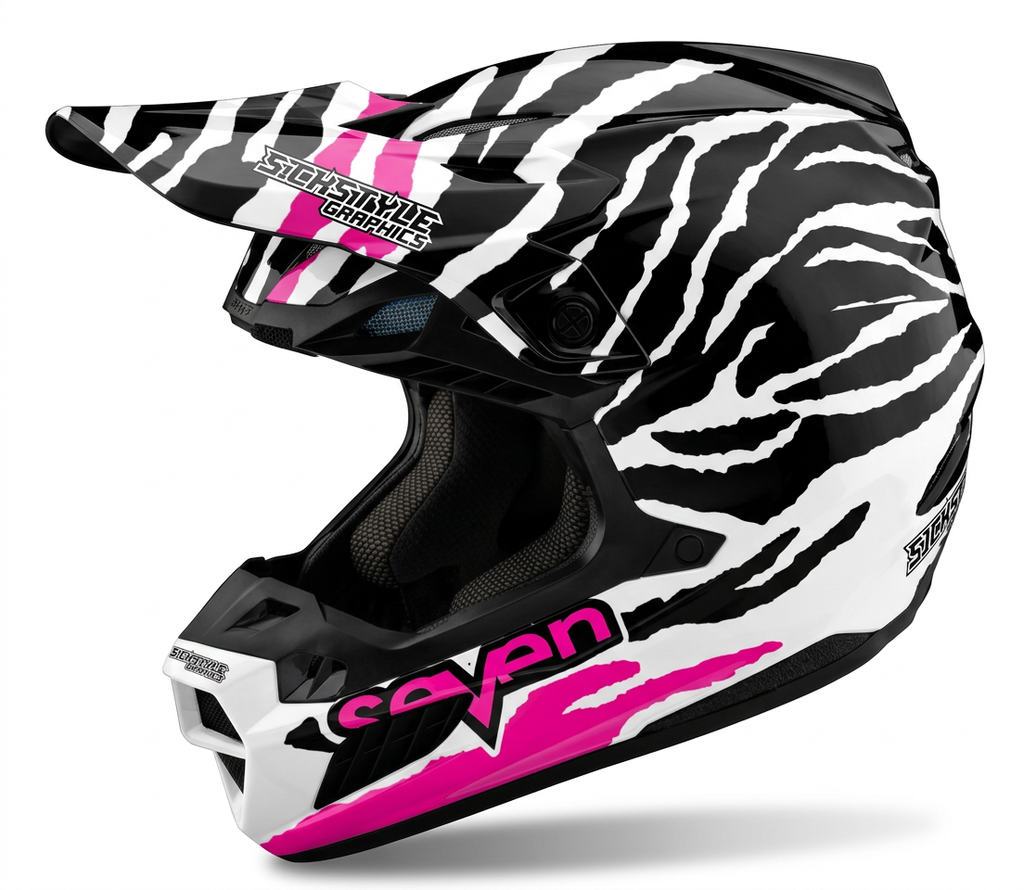Helmdekor Zebra für Troy Lee Designs Helme – Custom Helm-Wrap von Sickstyle Graphics