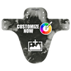 Customizable black MTB mudguard with “Black Ink” watercolor design, color wheel, and upload icon.