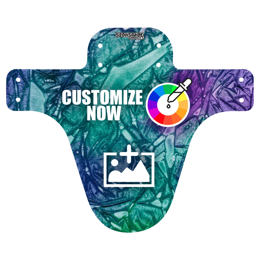 MTB-Mudguard „Frozen Ink“ im Frozen-Ink-Design mit Farbwahl und Logo-Upload.