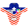 MTB-Mudguard „USA“ mit roten Streifen, blauem Feld und weißem Stern, individuell gestaltbar.