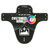 Guardabarros para MTB negro con diseño “We Are Not Alone”, opciones de personalización para logos, colores y patrones.