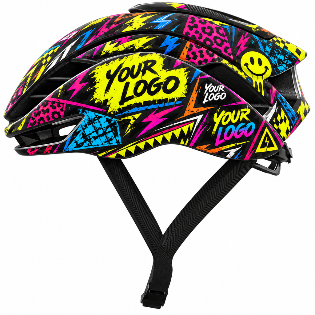Designvisualisierung: Rennrad-Helm-Sticker Anti Normal auf dem Rennradhelm aus der Bildvorlage.