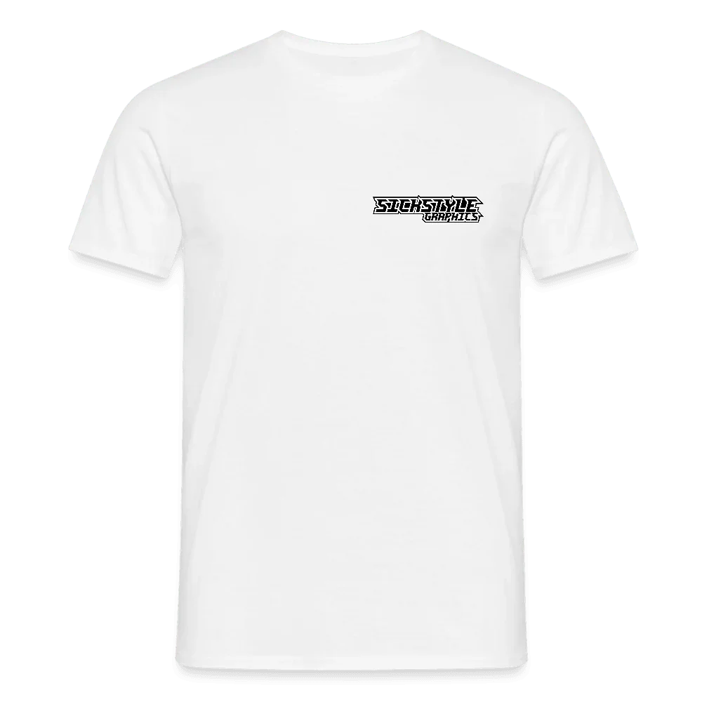 T-shirt bianca da uomo in cotone con logo “SICKSTYLE CAMARADES” nero sul petto.