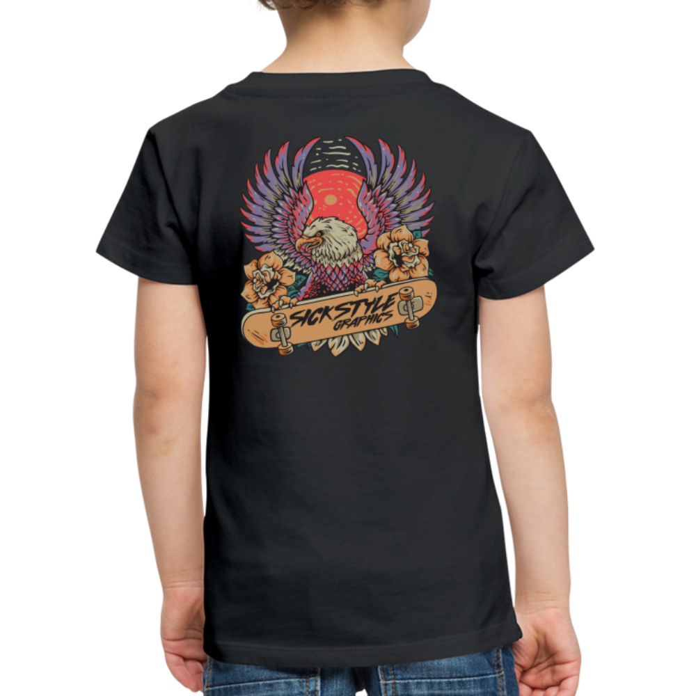 „Skate Eagle“ - Kids T-Shirt - Schwarz