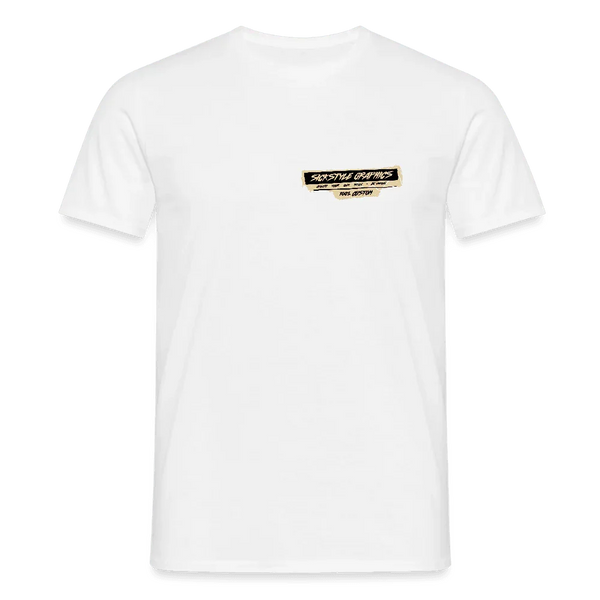 T-shirt blanc pour homme en 100% coton avec logo “Sickstyle Graphics” sur la poitrine.