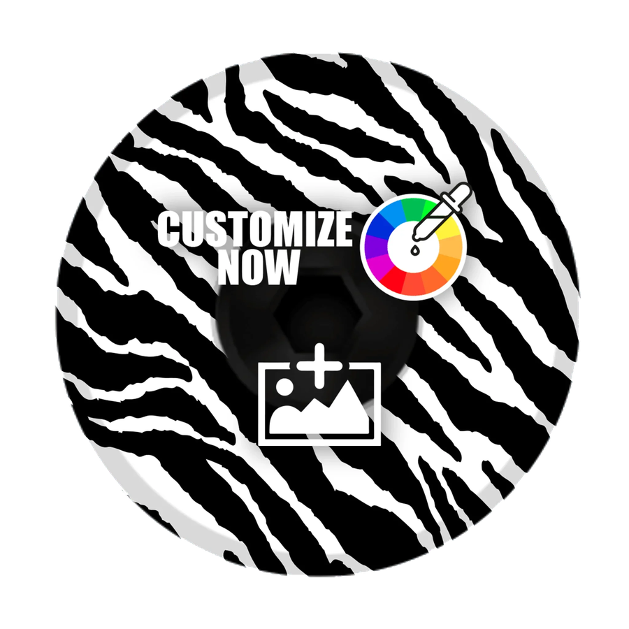 Kapsel sterów rowerowych z motywem Zebra: czarno-białe paski zebry.