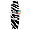 Revêtement de wakeboard avec motif zèbre noir et blanc, texte “CUSTOMIZE NOW” et symbole de sélection de couleur.