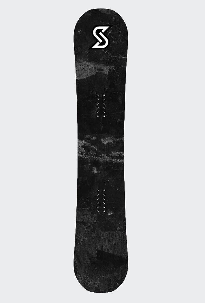 Custom Snowboard Sticker in Charcoal mit minimalistischem, elegantem Design und weißem S-Logo.