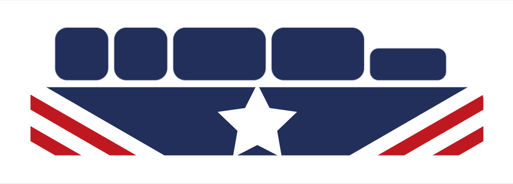Sticker à bras pivotant personnalisé avec design de drapeau américain, fond bleu, étoile blanche et bandes rouges