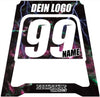 Purple lightning-dekalkit som passar Polisport MX-pall, med nummer 99 och plats för namn och logotyp.